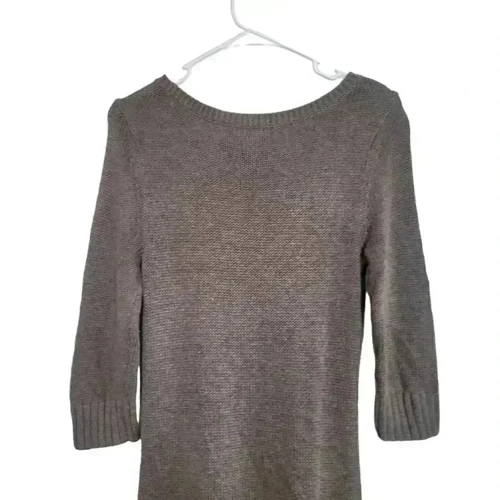 Banana Republic Women's Gray Cotton/Rayon/Nylon Cable Knit Scoop Neck 3/4 Sleeve - Picture 13 of 14